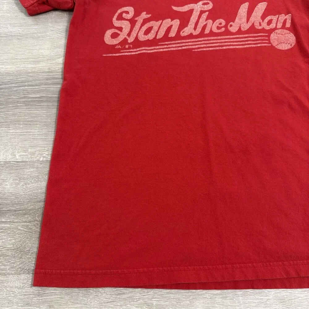 Stan Musial Shirt St Louis Cardinals Majestic Men's Red Medium 100% Cotton